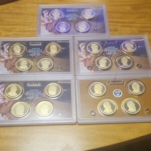 2007 Thru 2011 Presidential Golden Dollar Proof Sets 20 Coins In All